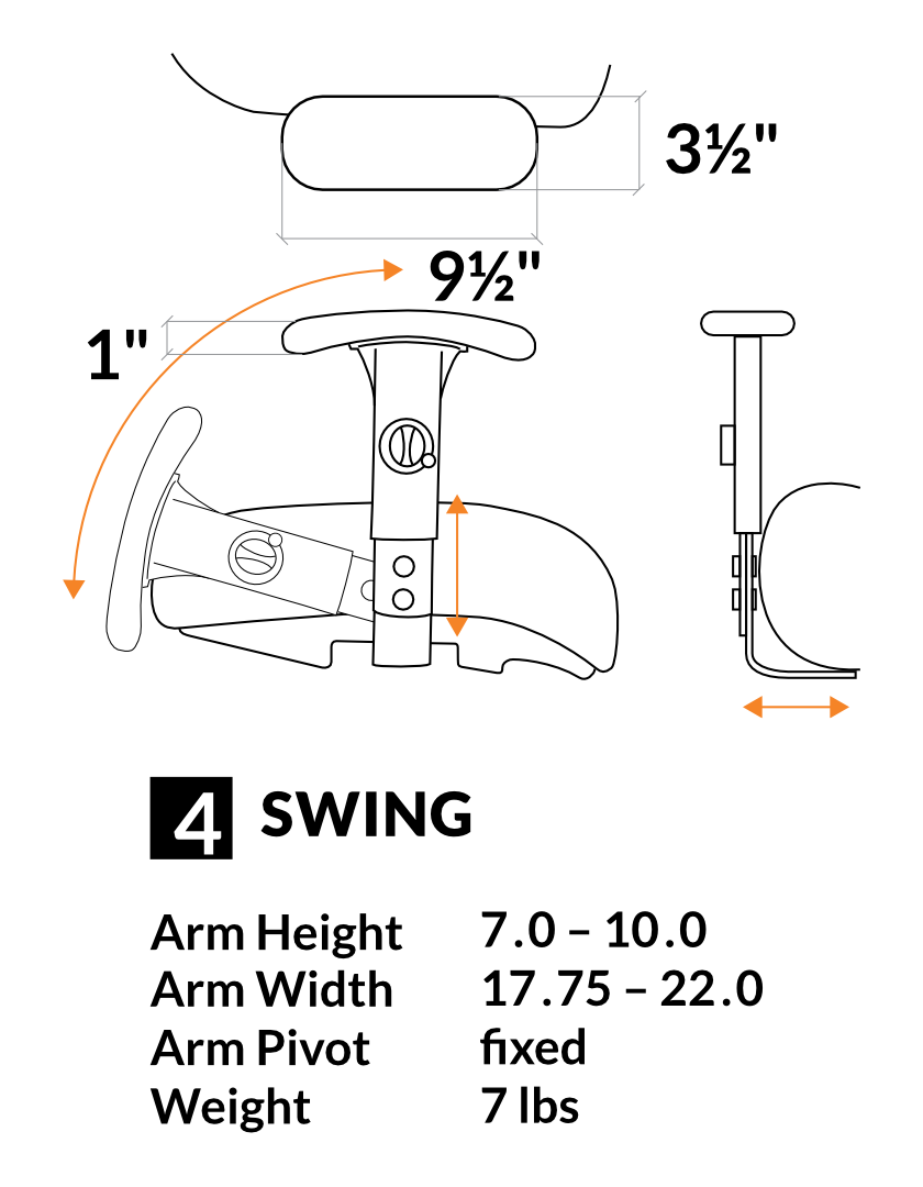 4 - Height Adjustable Swing Arms
